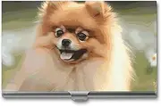 [LKHDS] Slim Aluminum Alloy Business Card Holder Pomeranian Dog Pocket Business Card Case Portable Business Card Wallet Business Card Holders Handheld Card Box for Women Men, style, One size, Style, One