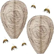 Pack of 2 Wasp Nest Dummy Weatherproof, Hornet Nest Dummy Weatherproof Anti Wasp Dummy Medium Wasp Trap Against Wasp Deterrent Garden Outdoor for Bee Repellent Wasp Repellent and Hornet Repellent