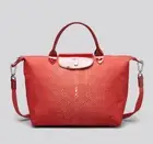 Auth. Longchamp Women's Red Tote Le Pliage Neo Printed Medium (Made in France) M