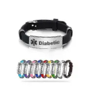 Silicone Diabetes Bracelet - Medical Alert for Men and Women Dark Blue