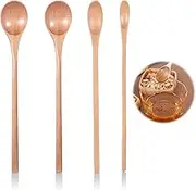 4 Pcs Wooden Coffee Mixing Spoons, Long Handle Honey Spoons, Three Sizes Tea Iced Tea Small Wooden for Jam Dessert Honey Kitchen Utensil