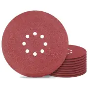 10 Pack 9 Inch 8-Hole Hook and Loop Sanding Discs 60 Grit Sandpaper for Drywall