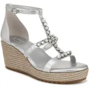Naturalizer Womens Serena Silver Wedge Sandals Shoes 7.5 Medium (B,M) BHFO 9847