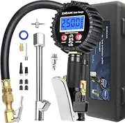 Digital Tire Pressure Gauge with Inflator: ENDARK 250 PSI Air Compressor Attachment Inflation Gun with Heavy Duty 360° Air Chuck & Extended Hose and Quick Connect Coupler with Carrying Case, EN52C