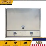 1400mmx600mmx1150mm Flat Full Silver Aluminium Truck Tool Box with 2 Drawers