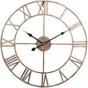 Large Retro Wall Clock, Outdoor Garden Silent Quartz Roman Numeral Clock Decoration, Waterproof Iron Interior Decoration for Living Room, Swimming Pool, Terrace Black/60cm