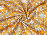 White Yellow Floral Block Printed Cotton Fabric Women Dressmaking Fabric AU