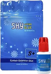 Eyelash Extension Glue SKY S+ | Super Strong Black Adhesive | 1-2 Sec Drying time | Professional Use Only Black Adhesive | Semi-Permanent Extensions by AmberCity (1 Bottle)