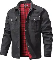 [Zaitun] Men's Shirt Jacket Shacket with Flannel Lined Casual Snap Button Overshirt Western Cowboy Jackets Fall Clothing S-2XL