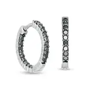 1 CT. T.W. Enhanced Black Diamond Inside-Out Hoop Earrings in Sterling Silver