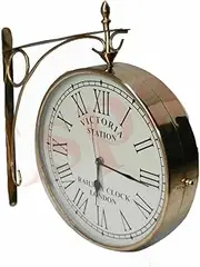 AEspares New Outdoor Nautical Brass Station Wall Clock 12 Inch Roman Number