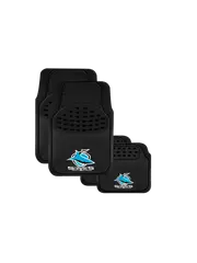 Cronulla Sharks Official Carpet and Rubber Car Mat Set