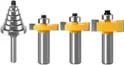 WSOOX 1/2 Inch Shank Rabbet Router Bit Set, 3 Pieces Rabbeting Router Bit with 6 Bearings Set (1/8", 1/4", 5/16", 3/8", 7/16", 1/2" Bearings) (1/2 Inch)