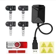 Atelierate Android Navigation TPMS with 4 Sensors Alarm System USB Android Car TPMS Wireless Transmission Tire Monitoring(Internal) Easy Install