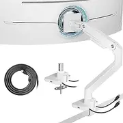 Single Monitor Mount with USB A/C and 20 kg Load Capacity, for Heavy Curved Monitors from 17 to 49 Inches, Desk Mount with Clamp and Grommet Base, Adjustable Gas Spring Monitor Arm, White