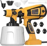 Paint Sprayer 1000W High Power Electric Spray Paint Gun with Adjustable Spray Width Knob,1400ML Container,4 Nozzles & 3 Patterns,Easy to Clean for Furniture Cabinets House Painting (Yellow)