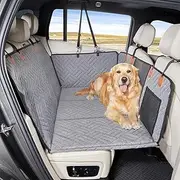 CAVOYO Back Seat Extender,Dog Seat Cover for Back Seat,Hard Bottom Car Seat Cover for Dogs,Dog Hammock for Car,Back Seat Pet Cover for Dogs (Grey)