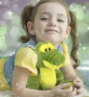 DolliBu Cute Plush Sitting Green Alligator Soft Fur Stuffed Animal - 10 Inches