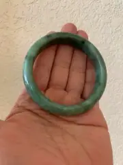 Beautiful Natural Dark Green Real Jade Bangle Bracelet Money Good Fortune Luck