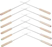 Generic 12pcs Heat Resistant Stainless Steel Fondue Forks with Wooden Handle Long Skewers for Cheese Chocolate Hot Pot Heavy Duty Utensils for Romantic Dinners