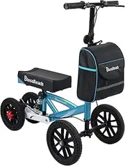 BlessReach Knee Scooter, All Terrain Foldable Knee Scooter Walker, Disc Brake Knee Walker for Foot Injuries Compact Crutches Alternative