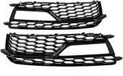 2X Car Front Fog Light Lamp Cover Grill Grille Compatible For Audi S5 A5 S-Line 2013 2014 2015 2016 Honeycomb Bumper Body Kit 8T0807682M(Chrome Silver)