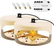 Pack of 2 Flea & Bed Bug Trap, Round Flea Light Trap, Fly Killer Flea Trap with Adhesive Discs and Bulbs, Non-Toxic and Odourless for Bedroom, Living Room, Kitchen