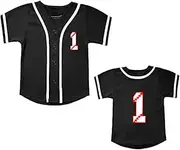 [BAICAIYU] Toddler 1st Birthday Baseball Jersey Casual Slim Fit T-Shirt Wear with Fashionable V-Neck Button Shirt