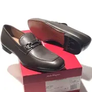 Salvatore Ferragamo Gancini Brown 13 EE Matte Leather Reno Bit Loafers NIB