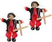 CORHAD 2Pcs Wooden Pirate Marionette Puppets Pull String for Interactive Performance Puppets with Bright Colors for Home Decor and Parent Bonding Activities