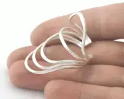 Ring Statement Adjustable Ring Shiny silver plated brass (20mm 10US size) 3847