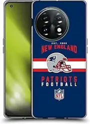 Head Case Designs Officially Licensed NFL Helmet Typography New England Patriots Graphics Soft Gel Case Compatible with OnePlus 11 5G