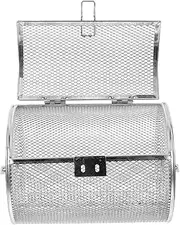 Electric Grill Basket Grill Rack Small Grilling Basket Rotating Oven Grill Tray Baking Baskets Replacement Roaster Cage Round Wire Grill Net Stainless Steel Silver