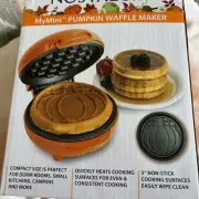 Nostalgia MyMini Pumpkin Shaped Waffle Maker My Mini Griddle in Box Panini