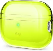 [elago] Clear Case Compatible with Apple AirPods Pro 2nd Generation Case (2022) - Protective Case Cover, Shockproof, Gel Tape Included, Wireless Charging, Reduce Yellowing (Neon Yellow)