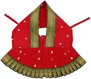 Navaratri Goddess MATA Rani Poshak, Maa Laxmi, Durga, Saraswati, Radha Shringar for Kalasha Pooja (Red) Appropriate for 6 inch Idol