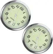 2pcs Car Clock Wall Clocks Auto Dashboard Clock Mini Vehicle Clock Auto Mini Controlled Clock Car Dashboard Clock Cars Battery Clock Car Stick on Clock Silver Glass