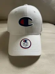 Champion hat cap "C" Logo Embroidered White Adjustable One Size black