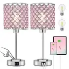 Crystal Table Lamp, Crystal Lamp Touch Control with USB C+A Ports - 3 Way Dim...