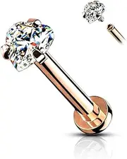 [Stachelkleid] Labret Heart Cubic Zirconia Internal Thread 316L Lip Ear Piercing Stud