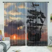 Great Night Sea Cruise 3D Blockout Photo Print Curtain Fabric Curtains Window