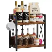 Coffee Bar Organizer,Kitchen Counter Shelf for Countertop,Wood Kitchen Counte...
