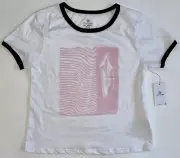 VOLCOM Girl's White Pink XL 14 / 16 T-Shirt Short Sleeve Crew Neck HEY SLIMS New