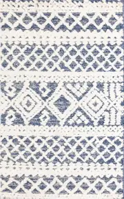 Chloe Ivory Blue Diamond Bohemian Textured Rug