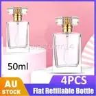 4x 50ML Refillable Perfume Atomizer Empty Flat Glass Spray Bottle Containers NEW