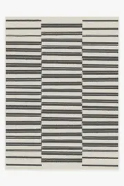 275' x 365' | Machine Washable Runner Rug | Kid & Pet Friendly | Indoor Rug | Offset Stripe Black Outdoor Rug | Ruggable
