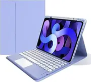 iPad 10th Generation Keyboard Case - Touchpad Detachable Keyboard with Pencil Charging Holder - iPad 10 2022 10.9 inch Slim Leather Folio Smart Cover (Purple)