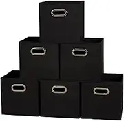 Foldable Fabric Storage Bins | Set of 6 Cubby Cubes with Handles(Black)