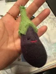 Handmade Felt Eggplant Keychain Cute Purple Wool Plush Gift Bag Charm