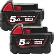 [Milwaukee] M18B5 M18 Genuine 18V 5.0Ah Red Li-ion Battery 4932430483 Twin Pack
